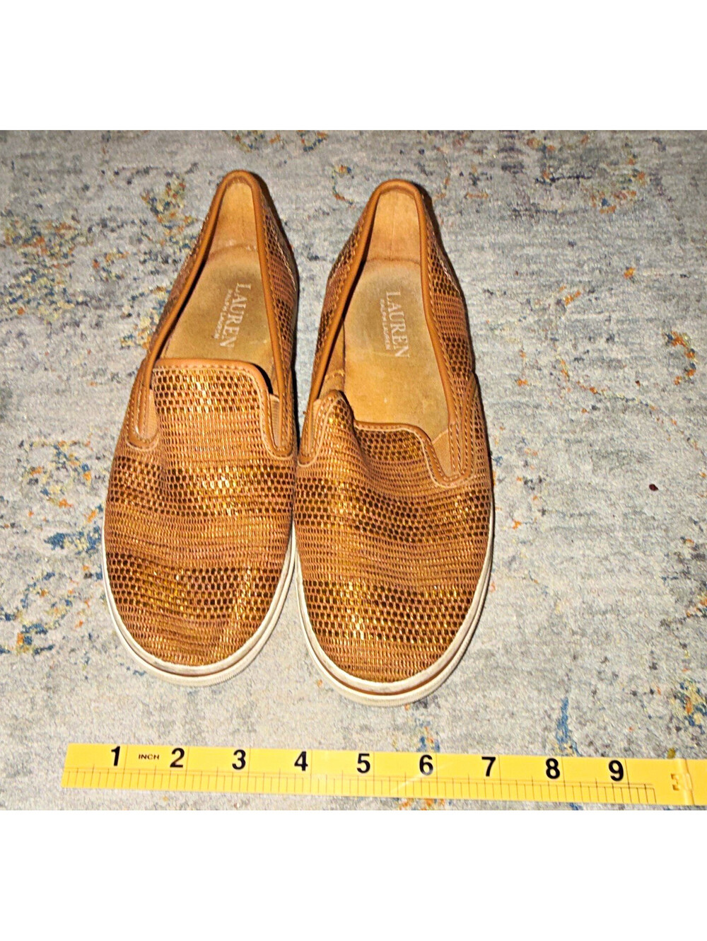 Lauren Ralph Lauren Women’s Brown Logo Slip-On Flats Round Toe 6.5B